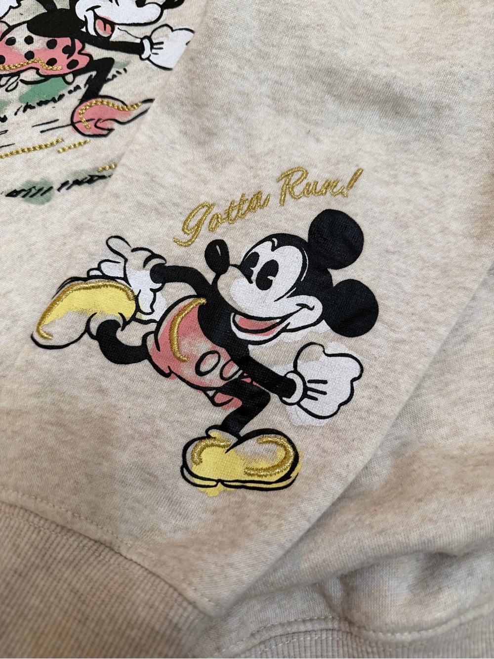 Disney Mickey & Minnie Beige Graphic Hoodie Sweatshirt - Picture 4 of 5
